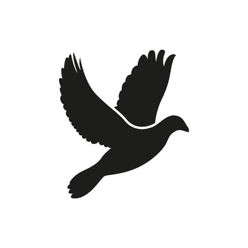 Simple Flying Dove Side Silhouette Icon Style