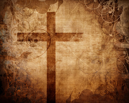 Christian cross on paper background