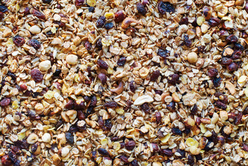 Muesli Oats Raisin Cereals Fruits Nuts Background