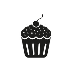 Cherry cupcake icon on a white background