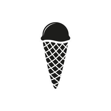 ice cream ball in waffle cone vector illustration isolated