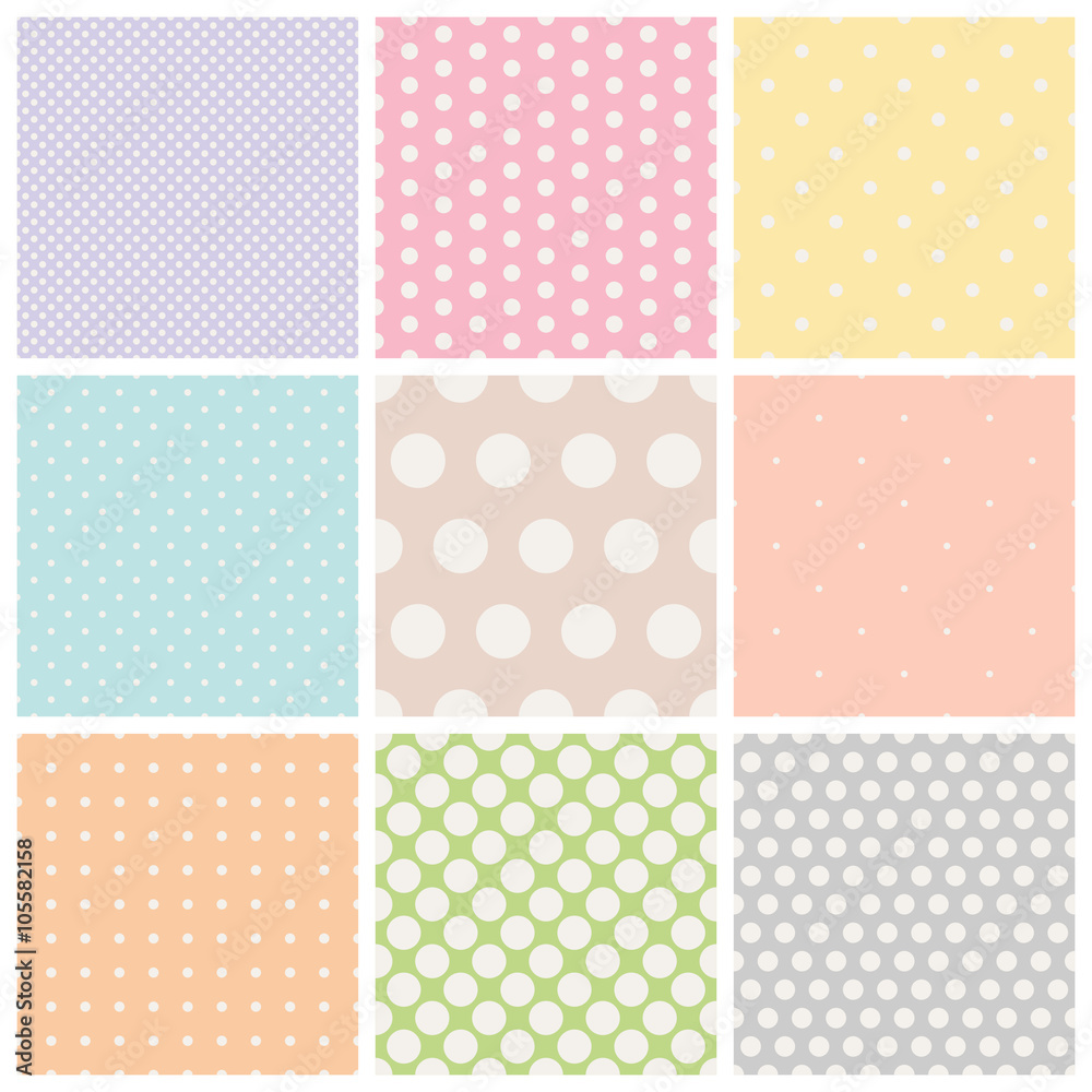 Poster set of seamless dots patterns