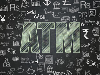 Currency concept: ATM on School Board background