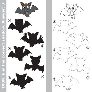 Vampire Bat. Find true correct shadow.