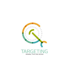 Vector thin line design logo magnifying glass, search and find or zoom logotype concept. Linear minimalistic business icon