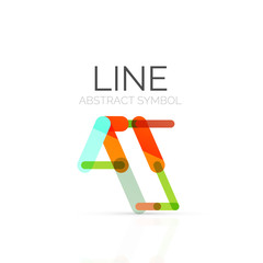 Linear abstract logo, connected multicolored segments of lines geometrical figure