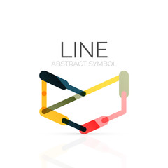 Obraz premium Linear abstract logo, connected multicolored segments of lines geometrical figure