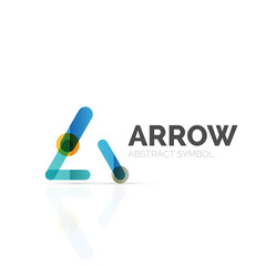 Linear arrow abstract logo, connected multicolored segments of lines in directional pointer figure