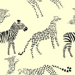 Fototapeta na wymiar Seamless pattern with savanna animals