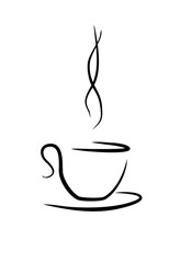 illustration of tea(coffee) cup with touch of aromatic smoke