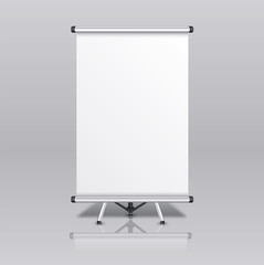 Blank presentation board isolated on grey background. Vector illustration.