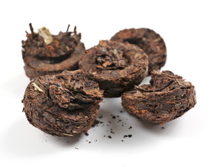 Puerh tea, isolated on white