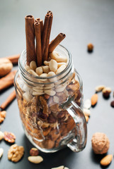 Glass Jar Peanut Almond Cashew Walnut Filbert Pecan