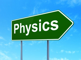 Studying concept: Physics on road sign background