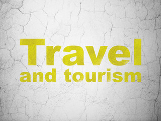 Obraz premium Vacation concept: Travel And Tourism on wall background