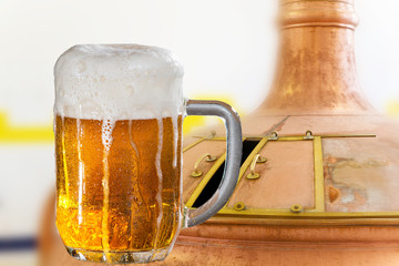 glass of beer in the brewery