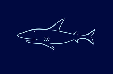 shark silhouette swimming wild animal, isolated fish