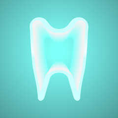 tooth silhouette, flat symbol, icon on blue background