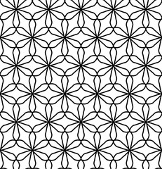 Fototapeta premium Vector modern seamless geometry pattern flower of life, black and white abstract geometric background, subtle pillow print, monochrome retro texture, hipster fashion design
