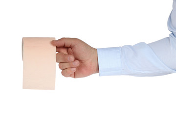 Toilet-paper. Toilet roll on the finger