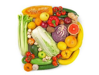 Set of different products isolated on white, top view