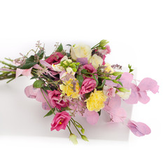 Close up of flower bouquet on white background