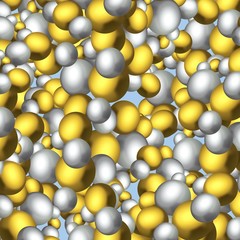 Abstract shiny golden and silver balls background texture