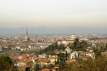 Fototapeta na wymiar Turin panorama whit Mole Antonelliana and Monti Cappuccini