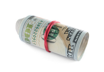 Dollar banknotes isolated on white