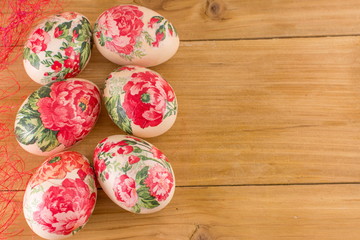 Decorated Easter eggs on the table