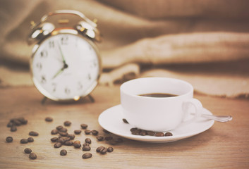 Coffee cup against a rustic background