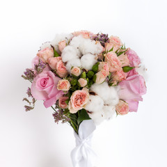 Close up of flower bouquet on white background