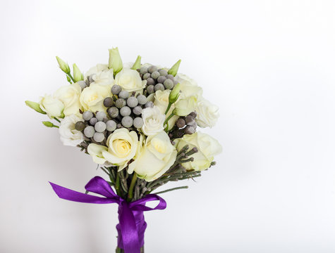 Close up of flower bouquet on white background