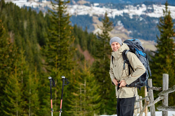 Fototapeta na wymiar hiker in the mountains