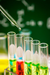 Chemical glassware in laboratory  