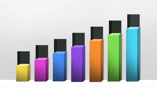 Seven 3D square bar Chart, Increase economic graph (included alpha)