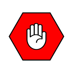 Obraz premium Stop sign. Open palm in red octagon
