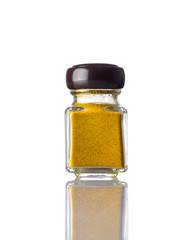 Jar Curry Powder on White Background