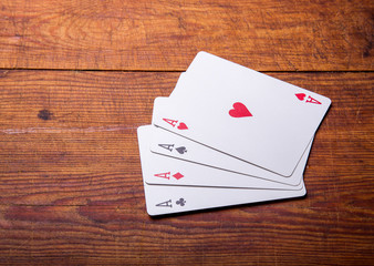 Group of four playing card aces