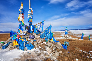 Khata - traditional ceremonial scarf . Mongolia