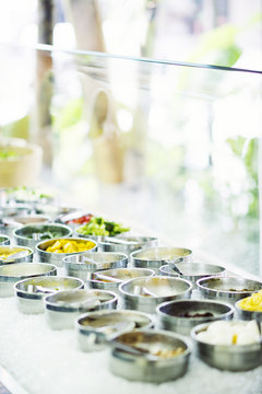salad bar buffet fresh mixed vegetables display