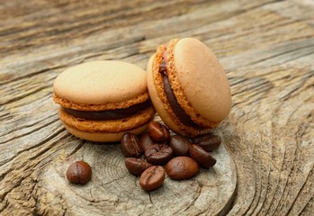 French macaroons with coffee beans