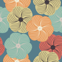 Decorative seamless pattern with stylish flowers