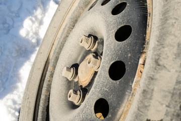 Closeup of Winter Car Tyre