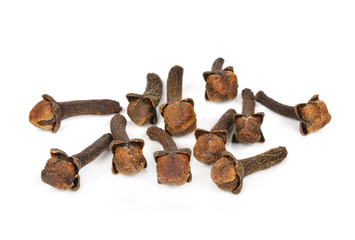 Spice cloves on white background