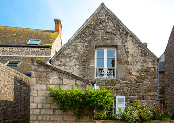 France, Normandy, Barfleur, old houses of the village.