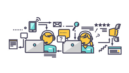 Icon Flat Style Design Support Service