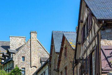 Fototapeta na wymiar France, Normandy, the houses of the medieval village of Mont St Michel