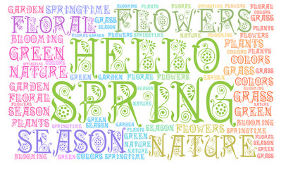 Hello Spring word cloud concept