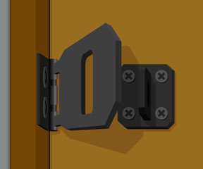 Open padlock hasp on the door